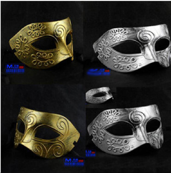 Retro Roman gladiator Halloween party maskse man woman children Mardi Gras Masquerade maske Gold and Silver available