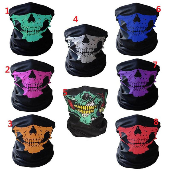 Hot Sale Men Women Cool Skull Design Adults Multi Function Ski Sport Motorcycle Biker Scarf Half Face Mask Sport Headband