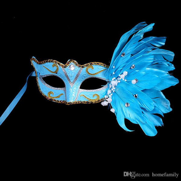 Free Shipping Masquerade Masks For Adults Venetian Feather Half Mask For Women Mardi Gras Masks Christmas Halloween Birthday Party Masks