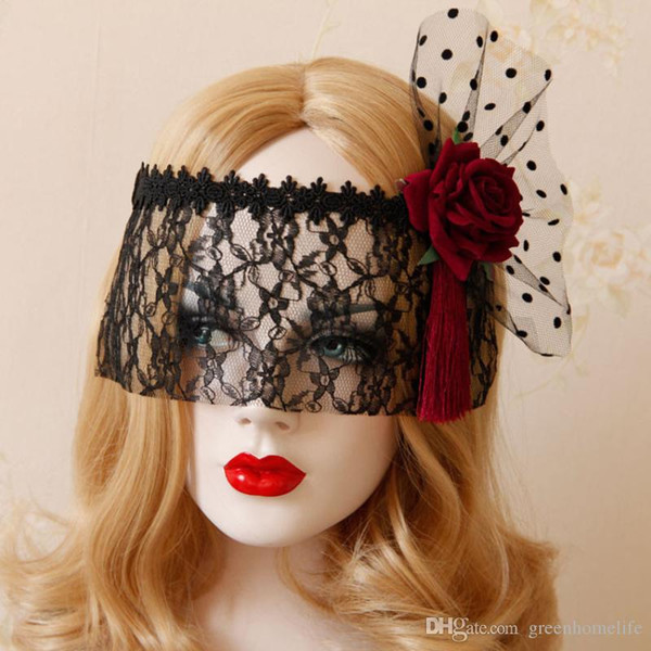 NEW Beauty Woman Sexy Lace Mask Red Rose Black Mesh Face Mask Princess Fashion Cosplay HALLOWEEN Party Accessories