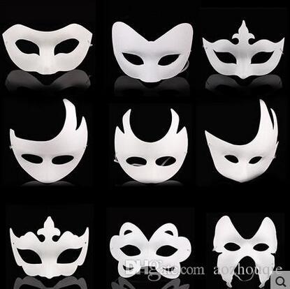 Wholesale White Unpainted Face Mask Plain Blank Version Paper Pulp Mask DIY Masquerade Masque Mask