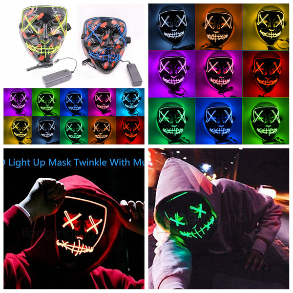 Halloween Mask LED Light Up Party Masks dance party Funny Masks Festival Cosplay Costume Supplies props Glow In Dark FFA2927