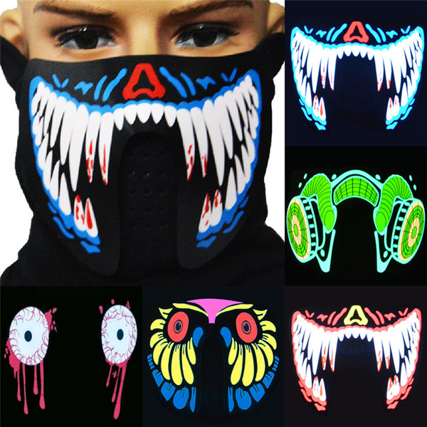 1PCS Fashion Cool LED Luminous Flashing Half Face Mask Party Event Masks Light Up Dance Cosplay Waterproof