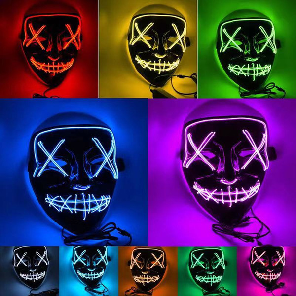 Halloween Mask LED Light Up Party Masks The Purge Election Year Great Funny Masks Festival Cosplay Costume Supplies Glow In Dark