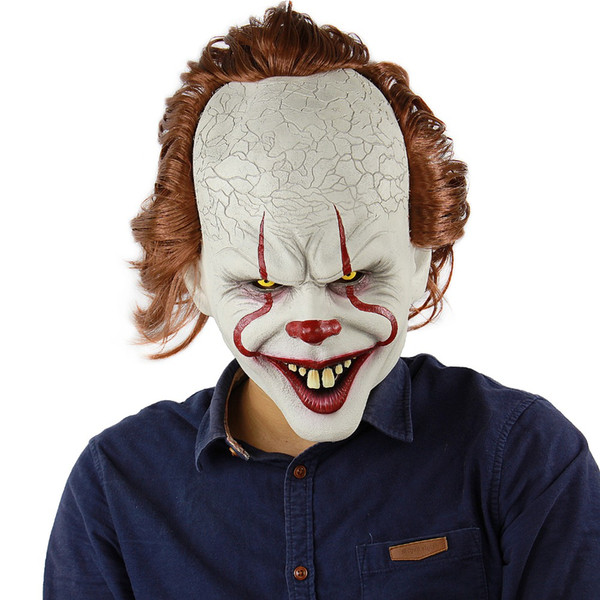 Silicone Movie Stephen King's It 2 Joker Pennywise Mask Full Face Horror Clown Latex Mask Halloween Party Horrible Cosplay Prop Masks