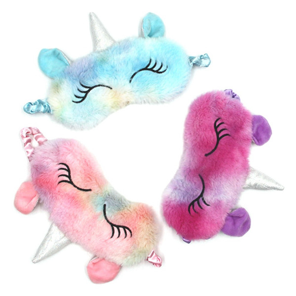 1pcs New Unicorn Eye Mask Cartoon Sleeping Mask Plush Eye Shade Cover Eyeshade Suitable For Travel Home Party Gifts