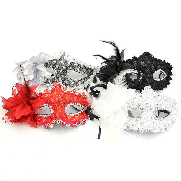 Wholesale-1PCS Half Face Noble Women Lace Eye Face Mask Masquerade Ball Prom Halloween Costume Party 4 Colors Upper Free Shipping