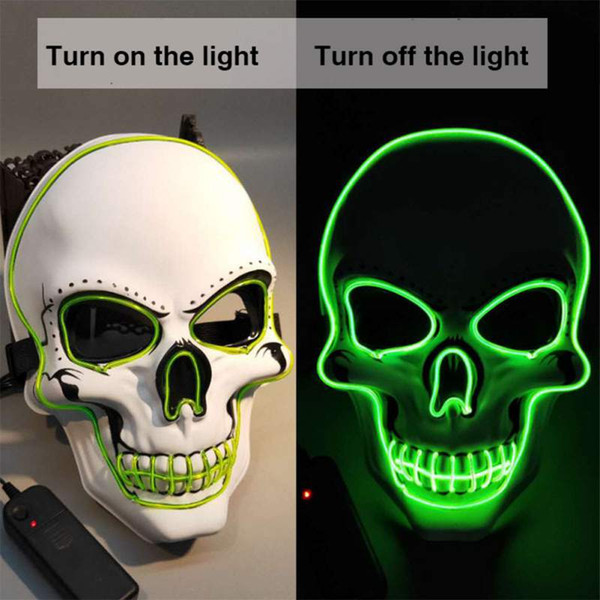 Skull Glowing Mask Costume LED Party Mask for Horror Theme Cosplay EL Wire Halloween Masks Halloween Party Supplies