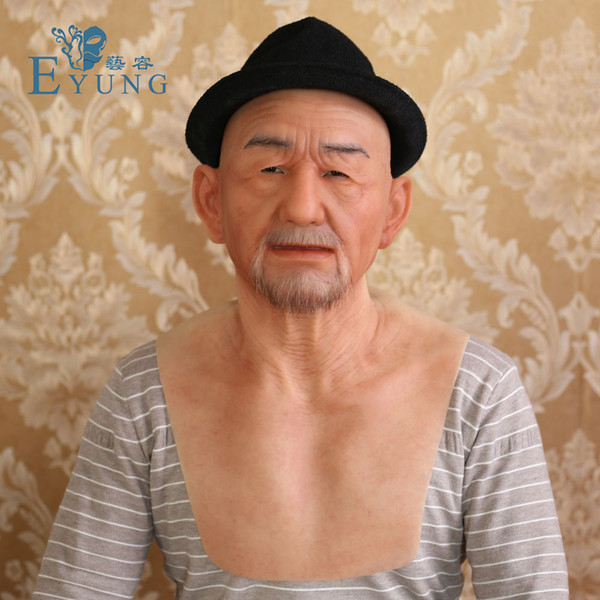 EYUNG Old good quality realistic silicone masks, old man masquerade for April Fool's Day full head Tricky props