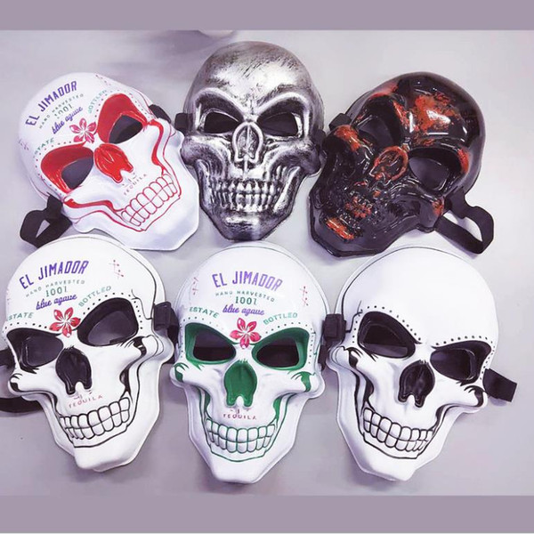 2019 new Halloween horror skull devil bar dance show props smiley ghost ghost head cold light line mask free shipping