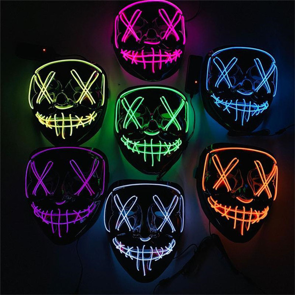 Halloween Horror mask LED Glowing masks Purge Masks Election Mascara Costume DJ Party Light Up Masks Glow In Dark