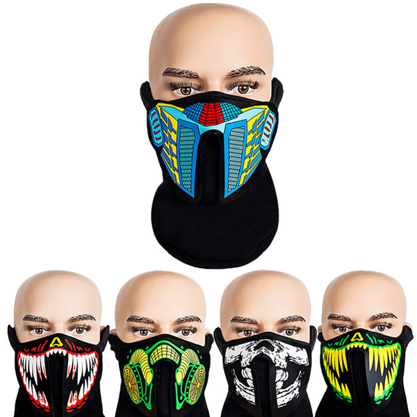 LED Halloween Masks Terror EL Cold Light Masks Glowing Dance Steady Voice activated Mask Cosplay LED Party Masks CCA11876 60pcs