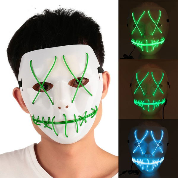 Cool LED Luminous Glowing Masquerade Mask Halloween Party Decoration Funny Cosplay Costume Horrible Masks for Festival Parties