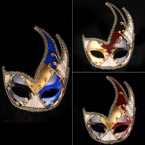 htgar Hot Vintage Venetian Masquerade Masks Fashion Flame Modeling Crack Mask Personality Half Masks for Men Festive Party Supplies