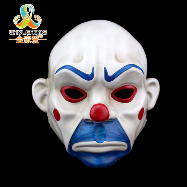 Adult Joker Clown Bank Robber Mask Dark Knight Costume Halloween Masquerade Party Fancy Resin Mask Free Shipping