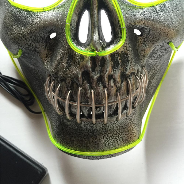 Hot Skull Skeleton LED Mask Halloween Cold Light Half Face Luminous Masks for Party LSK99