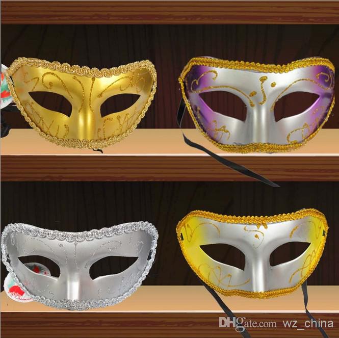 Masquerade Party Masks Half Face Rose red/red/purple/yellow/silver Flat lace Halloween Party Masks For men and women Free shipping