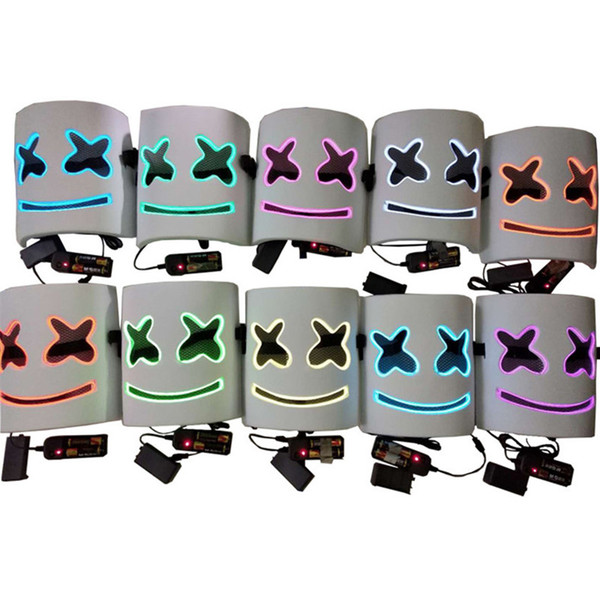 DJ Marshmellow Mask Holloween LED Masks Smiling Face Funny Party Cosplay Mask Concert Lighting DJ Masks Festival&Party Supplies 8 Colors