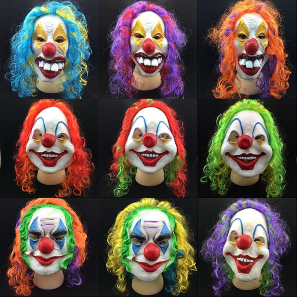 Halloween Scary Party Mask Latex Clown Face Mask Clown Wry Face Scary Masks Halloween Full Face Horror Scary Masquerade Masks