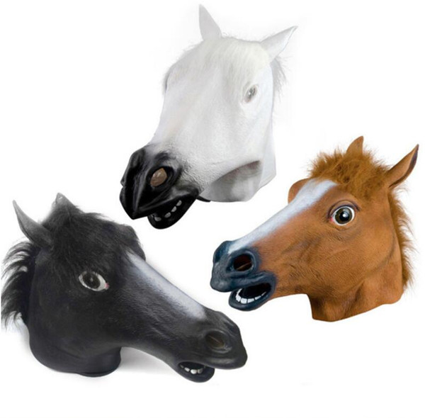 2018 Horse Head Halloween Mask Party Essential Costume Theater Novelty Latex Horse Mask Animal Cosplay Costume Party Masks Year Decoration