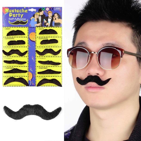 Hot Worldwide 12pcs/set Costume Party Halloween Fake Mustache Moustache Funny Fake Beard Whisker