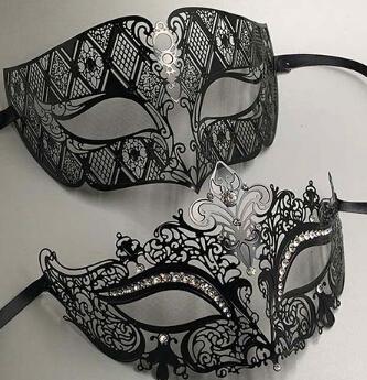 Luxury Metal Filigree Rhinestone Venetian Masquerade Couple Mask Pair Ball Event Wedding Party Mask Lot Costume MEN WOMEN