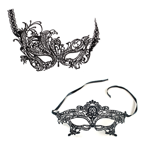 2pcs/lot Black Women Sexy Lace Eye Mask Party Masks for Masquerade Halloween Venetian Costumes Carnival Cosplay Lace Half Mask