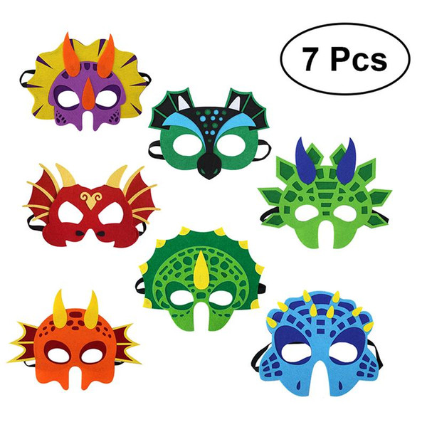 7PCS Dinosaur Party Masks Cute Party Favors Face Mask for Dinosaur Themed Kids Halloween