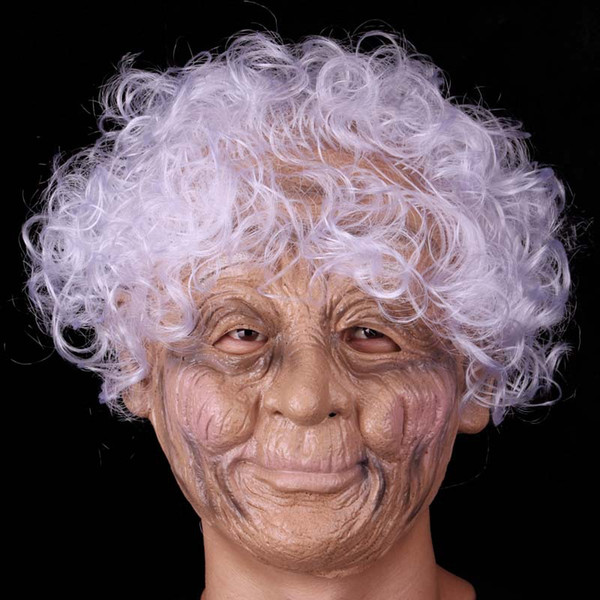 Latex Granny Mask Stunning Old Lady Masks Full Front Face Mask Weathered Costume Halloween Grandma