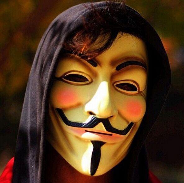 New Arrive Vendetta mask anonymous mask of Guy Fawkes Halloween fancy dress costume white yellow 2 colors