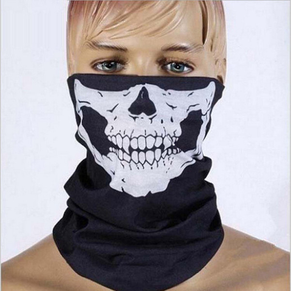 Wholesale- New Skull Skeleton Veil Outdoor Motorcycle Bicycle Multi Headwear Hat Scarf Half Face Mask Cap Neck Ghost Scarf Halloween Mask