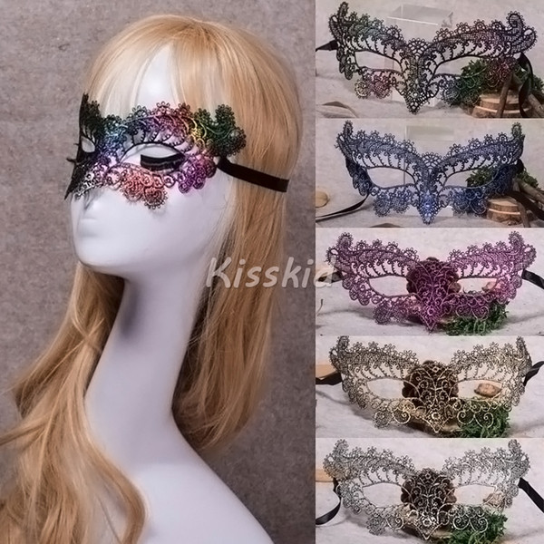 20pcs Hollow Venetian Masquerade Women Mask Laser-Cut Half Face Female Masks Halloween Ball Party Multi Colors for choose