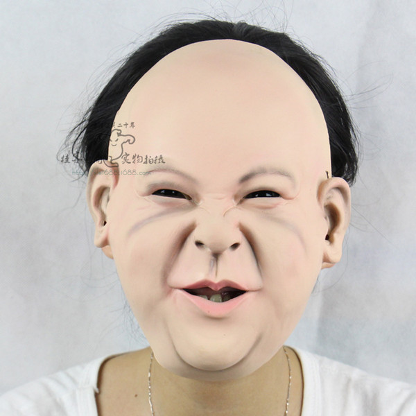 New hot adult party mask Funny bald bitter face grandma face mask Halloween costume special latex horror