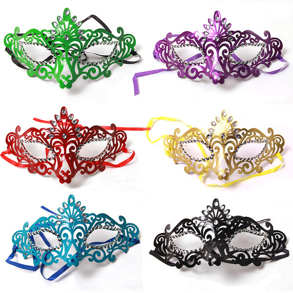 Halloween Prom Party Makeup Party Lady Metal Rhinestone Metal Hollow Mask