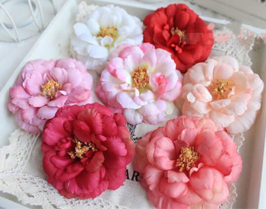 Artificial flowers camellia DIY slippers straw hat boutonniere with flowers wedding decoration party decoration