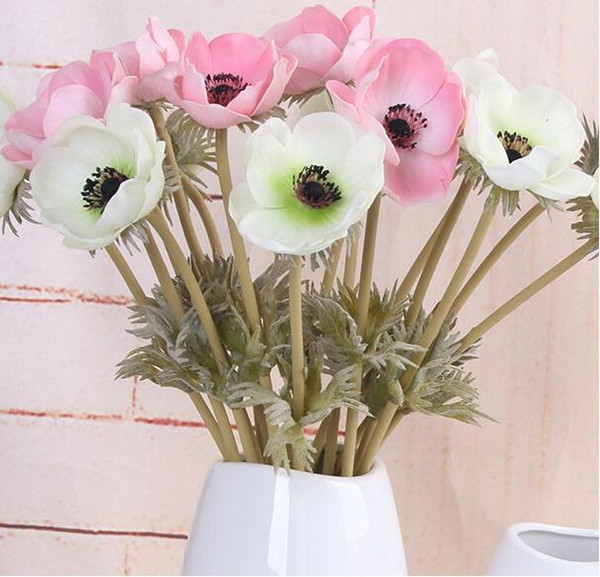 Real touch flowers PU high quality flower roses artificial Anemone bridal bouquet home wedding flowers