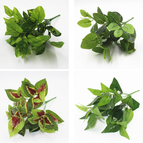 High quality7 head beam plastic leaf real touch plant wall accessories wedding decorative floral green turtle leaves