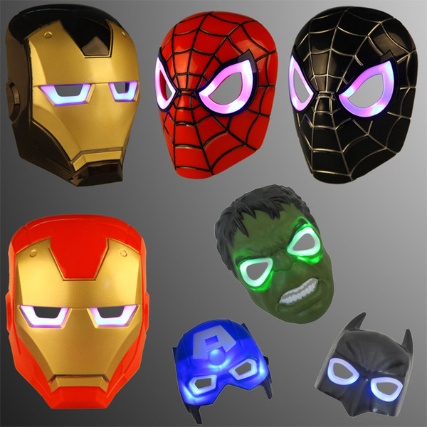 LED Masks Children Animation Cartoon Spiderman Light Mask Masquerade Full Face Masks Halloween Costumes Party Gift WX-C07