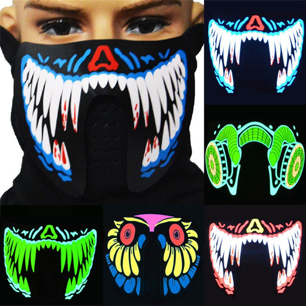 halloween masks LED Masks Clothing Big Terror Masks Cold Light Helmet Festival Party Glowing Dance Steady Voice activated Music Mask