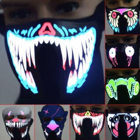 41 Styles EL Mask Flash LED Music Mask With Sound Active for Dancing Riding Skating Party Voice Control Mask Party Masks CCA10520 10pcs