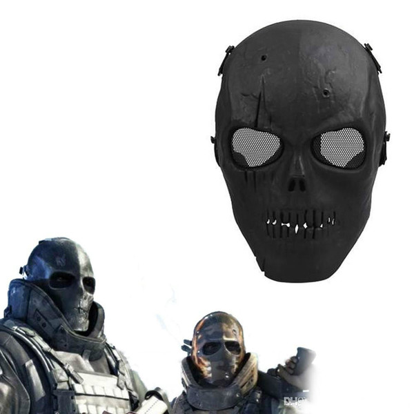 2016 Army Mesh Full Face Mask Skull Skeleton Airsoft Paintball BB Gun Game Protect Safety Mask