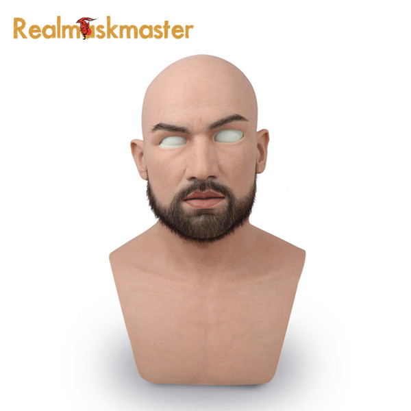 male latex realistic adult silicone full face mask for man cosplay party mask fetish real skin