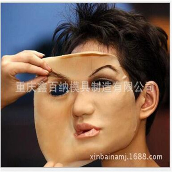 Free Shipping female crossdresser mask realistic Silicone Skin Beauty Women Lady Face Mask Male&Female Party Mask Free size