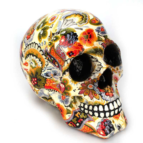 Creative Color Printed Pattern Ornaments Skull Resin Mask Office Home Bar Table Grade Crafts Decoration Art Skeleton Adornment