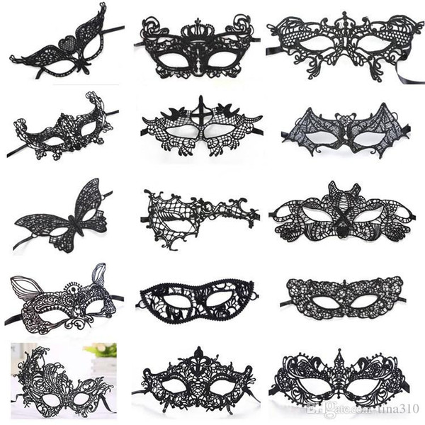 Worldwide Black Sexy Lady Halloween Lace Mask Cutout Eye Mask for Masquerade Party Fancy Mask Costume for Halloween Party IC784