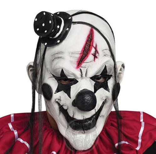 Deluxe Horrible Scary Clown Mask Adult Men Latex White Hair Halloween Clown Evil Killer Demon Clown Mask