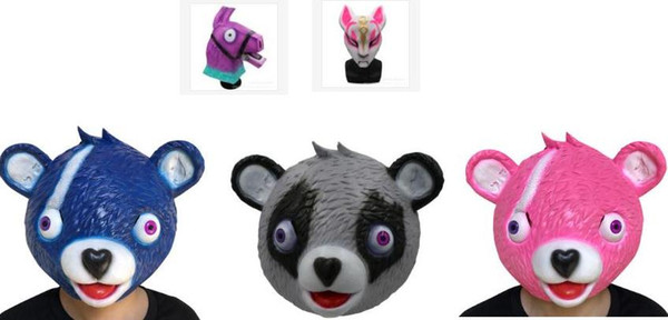 Halloween Fortnite Mask Kids Pink blue Grey Bear Liama Fox Latex Headgear Game party Costume Cosplay Masks SN1506