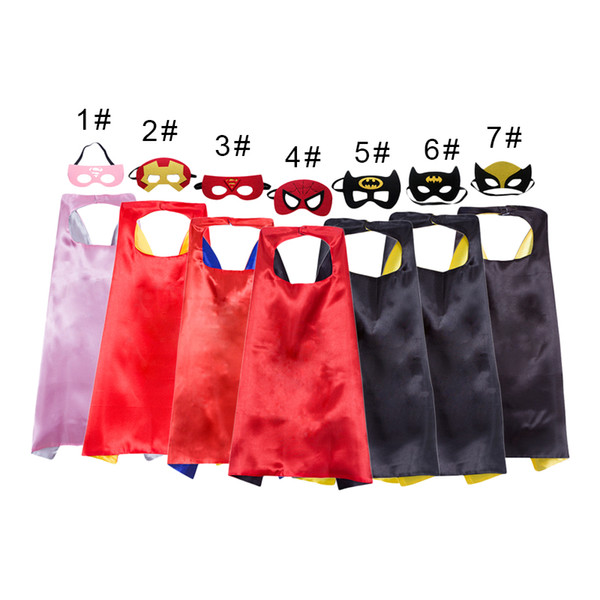 28 styles layer 70*70CM Super hero Capes and mask set Superhero cosplay capes+mask Halloween cape mask for Kids 2pcs/set TC180806Wl