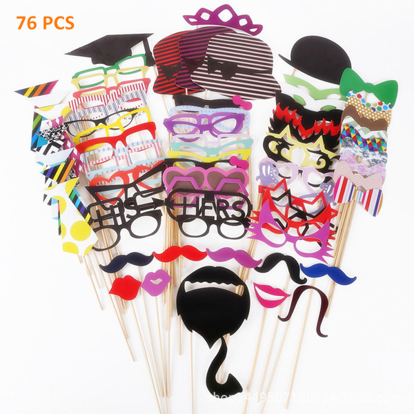 76pcs/lot Photo Booth Props Funny Mustache Wedding party Decoration props Baby Kids Favors Photobooth Birthday diy Party photo Supplies