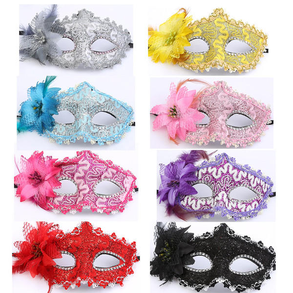 Fashion Lace Masquerade Mask Women party masks exquisite lace leather lady Masks Halloween Xmas Cosplay Dance Party Eye Mask with Flower